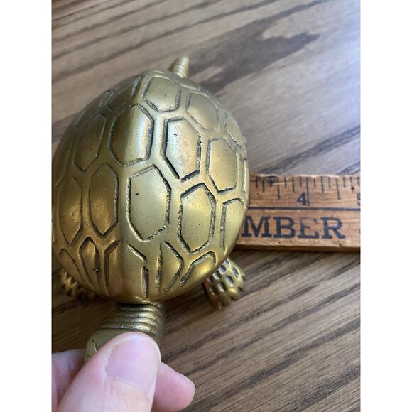 Vintage Solid Brass Turtle Bell Wind Up Hotel Bell Korea Not Working - Picture 5 of 5